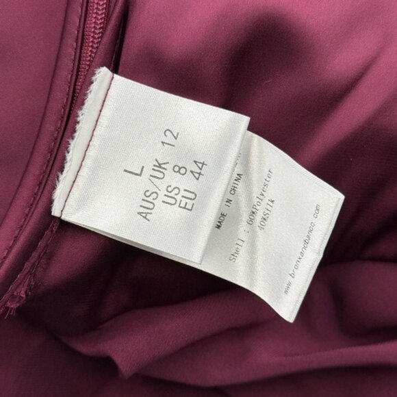 🆕 BRONX & BANCO 🧿 NWOT Leo Burgundy Silk-Blend Maxi Dress Gown, Sz L US 8 - Picture 15 of 15